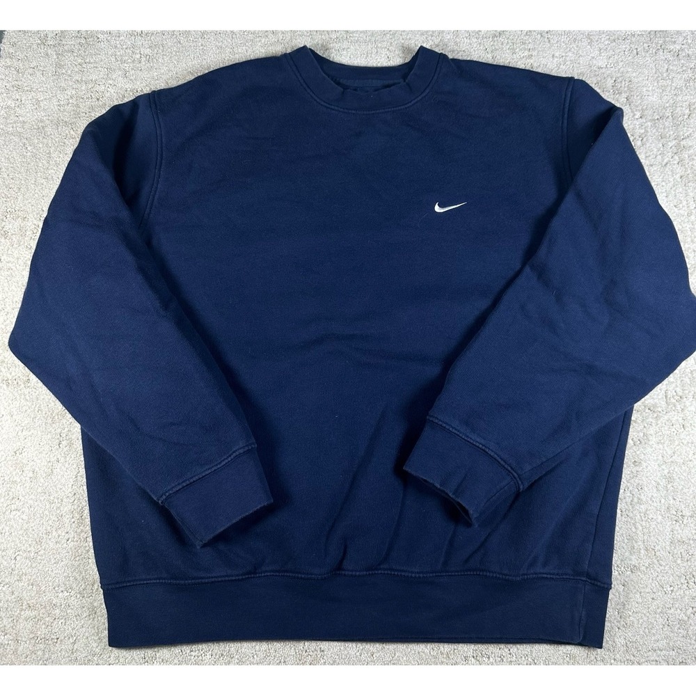 Vintage Y2K Nike Silver Tag Sz Large Men's Plain Sweatshirt Essentials Navy Blue